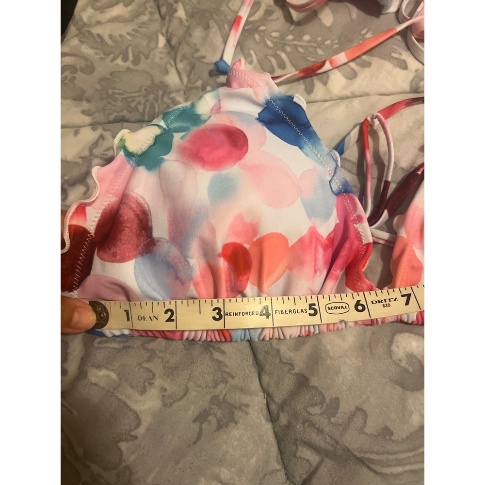 Bikini Set Polka Dot Ruffle Trim Triangle Top Tie Side Bottoms 2XL - Picture 6 of 7